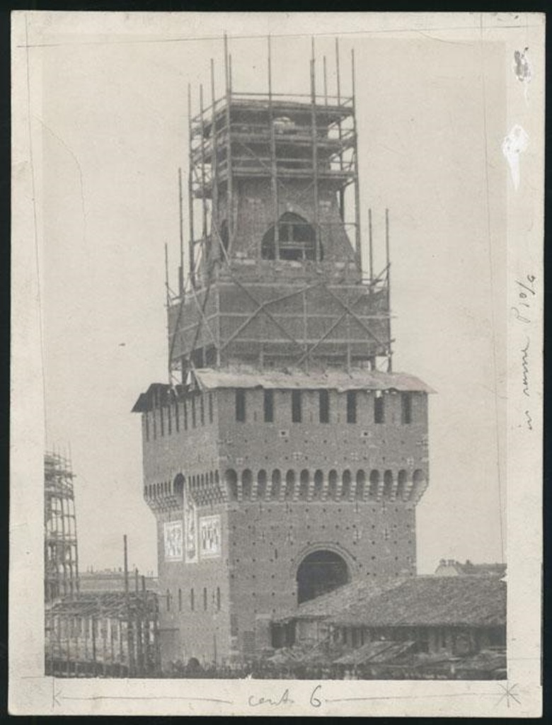 Torre Filarete Being Rebuilt (1904)